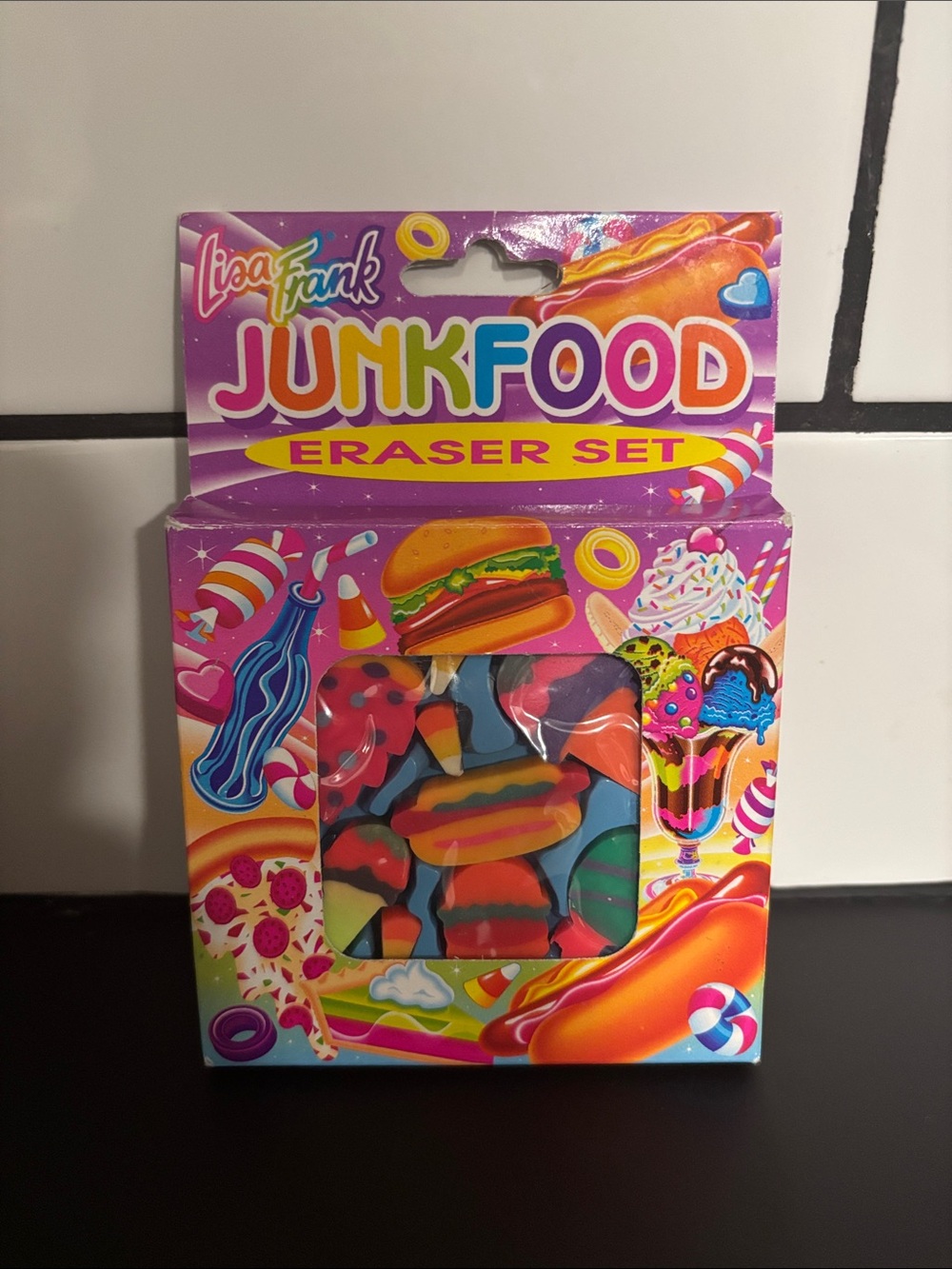 Vintage Authentic 80’s Lisa Frank Junkfood Eraser Set NWT